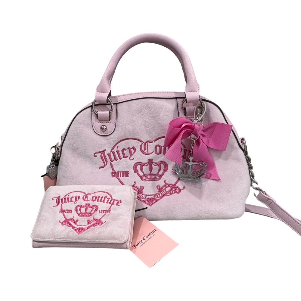 NWT VIRAL Juicy Couture Chiffon Pink Satchel and Wallet